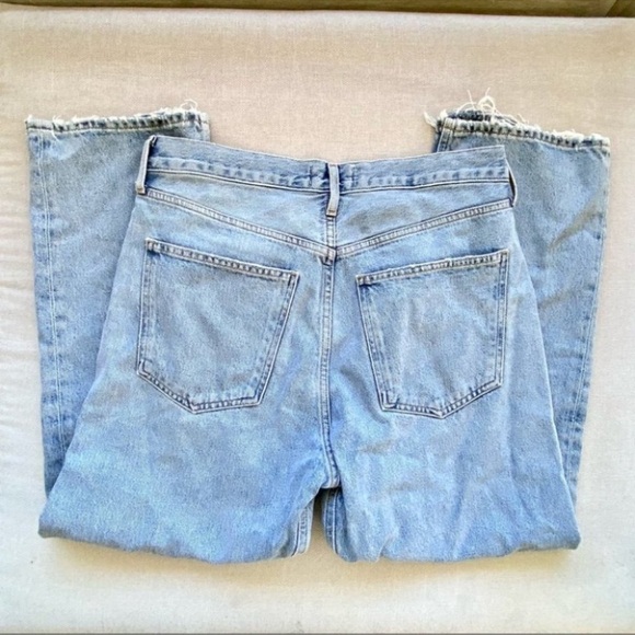 NWT AGOLDE 90s Crop Jeans Echo Blue High Rise Denim Light Wash Destroyed 27 - Picture 8 of 10
